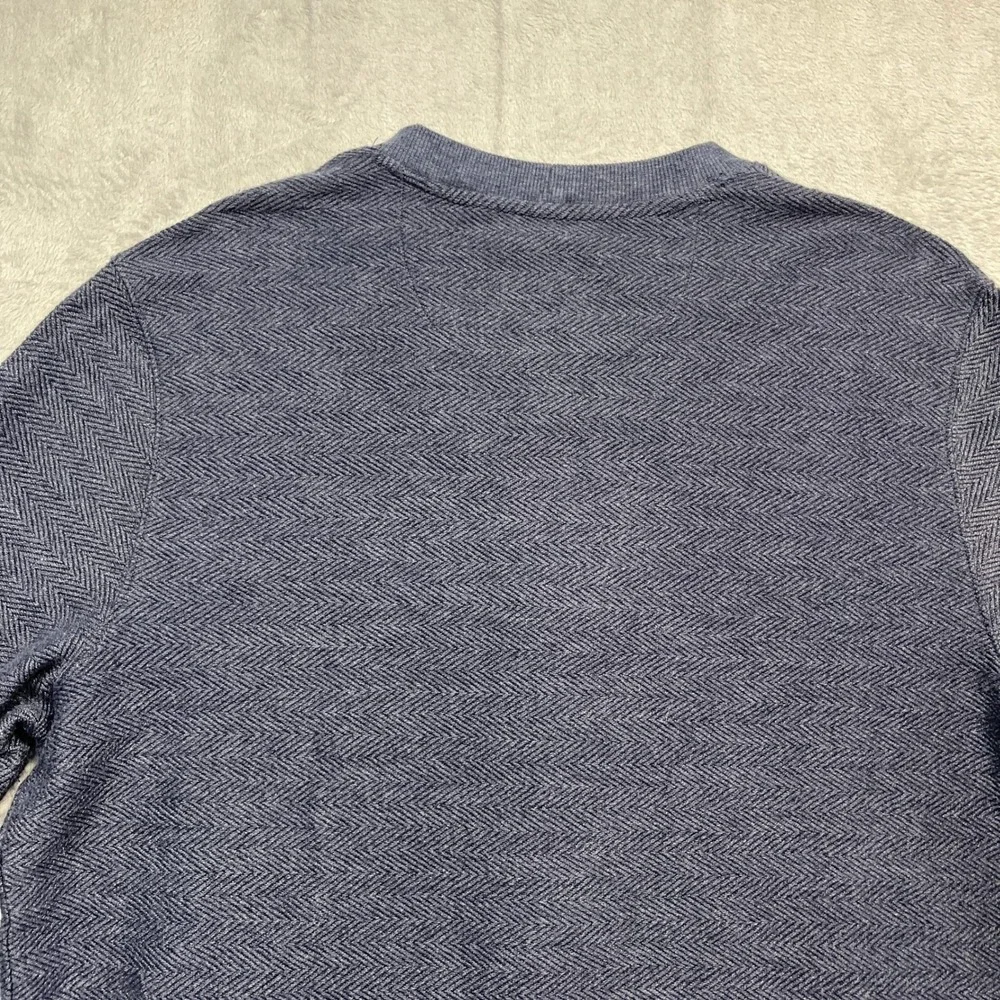 Joseph Abboud Cardigan Sweater Men XL Blue Herringbone Elbow Patch M261826 F17